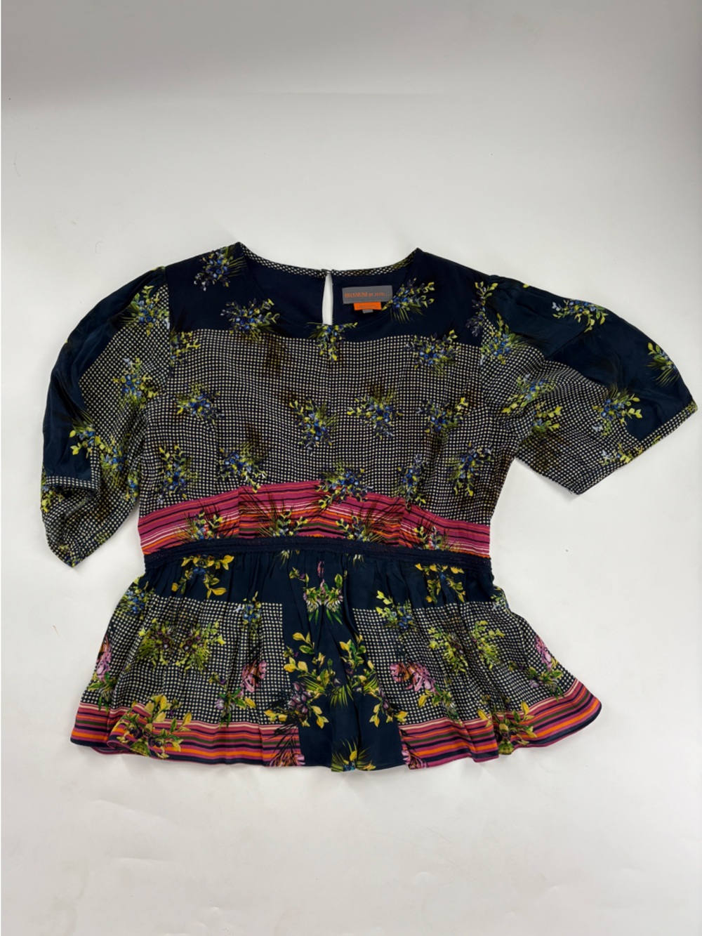 Anthropologie Bhanuni by Jyoti Floral Peplum Short-Sleeve Blouse - Picture 2 of 11